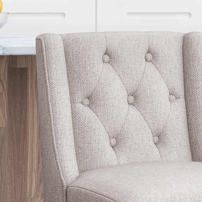 Vienna Contemporary Fabric Tufted Wingback 27 Inch Counter Stools, Set of 2, Light Gray, Natural - DTYStore