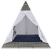 GO 90.5' Length Outdoor Sunbed With Colorful Pillows, Wicker Patio Daybed With Cushions, Tent Shape, Gray And Blue - DTYStore