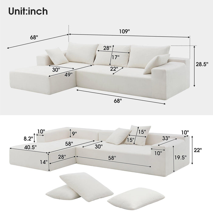 Modular Sectional Living Room Sofa Set, Modern Minimalist Style Upholstered Couch,2 PC Free Combination