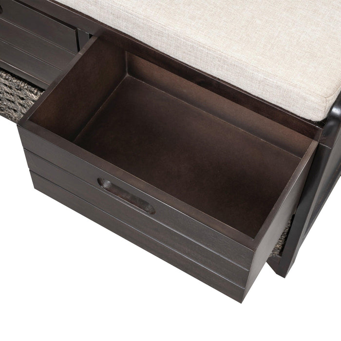 Storage Bench with Removable Basket and 2 Drawers, Fully Assembled Shoe Bench