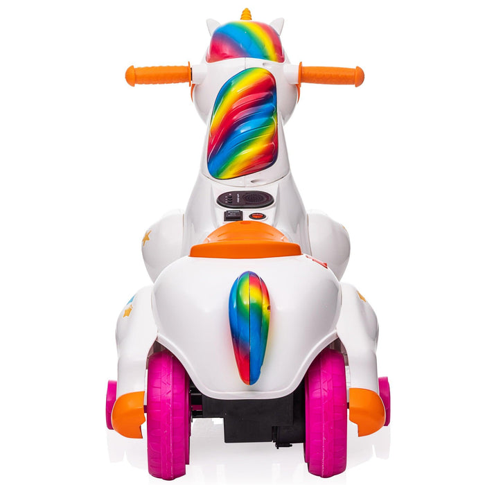 Unicorn Stroller and Electric Toy Bike with Training Wheels for Kids 3-6