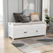 Storage Bench with 3 Shutter-shaped Doors, Removable Cushion and Hidden Storage Space