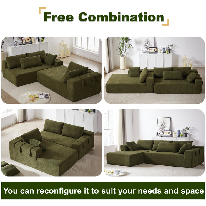 Modern Chenille Upholstered Sectional Sofa Couch Set,Modular 108" L Shaped Sectional Living Room Sofa Set With 6 Pillows,Free Combination Sofa Couch for Living Room,Bedroom(Right Chaise) - DTYStore