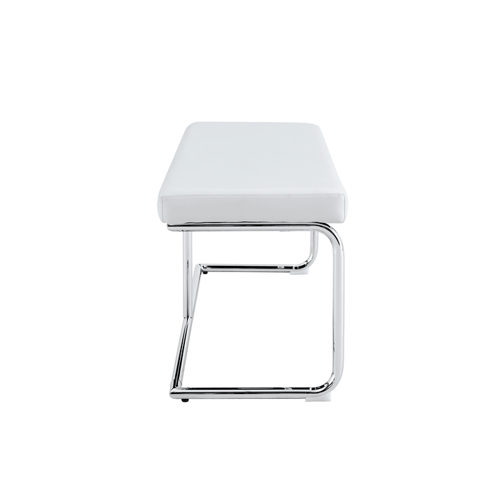 White Shoe Changing Stool, Silver Metal Legs, Sofa Stool Dining Chair, suitable for bedroom ,fitting room, storage room, dining room, living room.