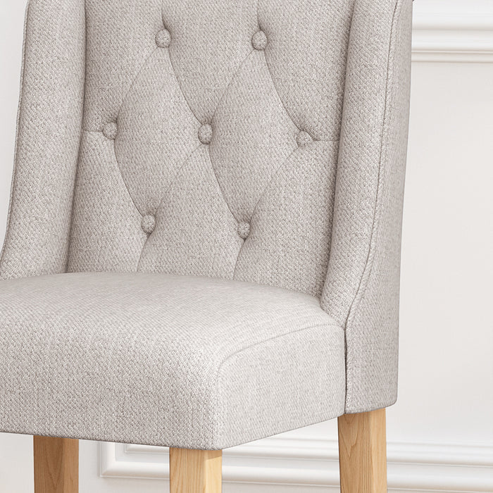Vienna Contemporary Fabric Tufted Wingback 27 Inch Counter Stools, Set of 2, Light Gray, Natural - DTYStore