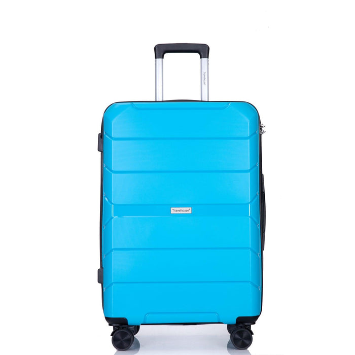 Hardshell Suitcase Spinner Wheels PP Luggage Sets Lightweight Suitcase With TSA Lock,3-Piece Set (20/24/28) ,Light Blue