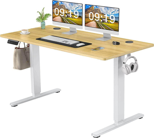 Electric Height Adjustable Standing Desk,Sit to Stand Ergonomic Computer Desk,Yellow,55'' x 24" - DTYStore