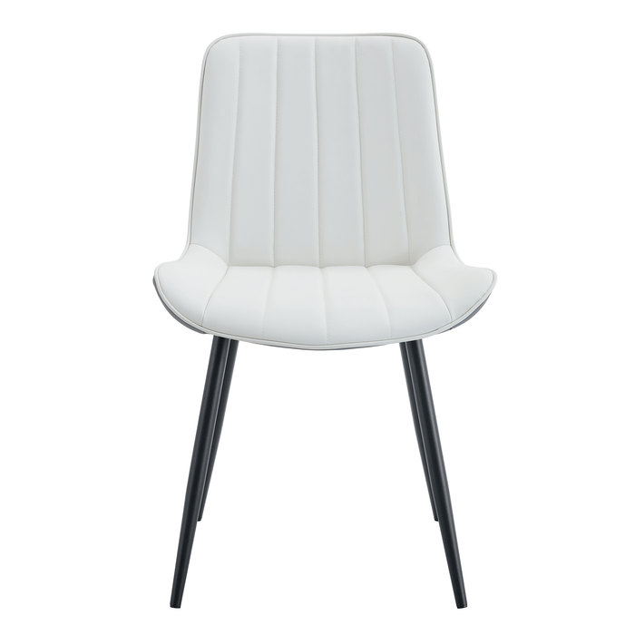 Extended Seat Cushion PU Dining Chair Set - Four Pieces.Smooth line design.Can integrate well into various modern home decoration styles.White and Dark Gray Splicing Colors. - DTYStore