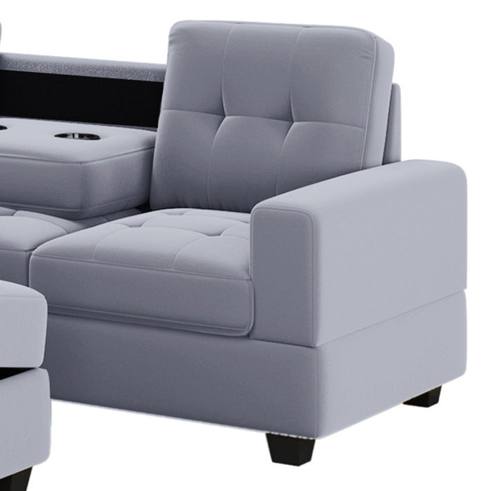 Orisfur. Modern Sectional Sofa with Reversible Chaise, L Shaped Couch Set with Storage Ottoman and Two Cup Holders for Living Room