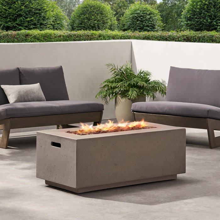 40" Outdoor 40,000 BTU Rectangular MgO Concrete Propane Fire Pit, Dark Grey (Tank Cover not Included)