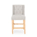 Vienna Contemporary Fabric Tufted Wingback 27 Inch Counter Stools, Set of 2, Light Gray, Natural - DTYStore