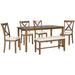 6-Piece Kitchen Dining Table Set Wooden Rectangular Table, 4 Chairs and Bench Family Furniture