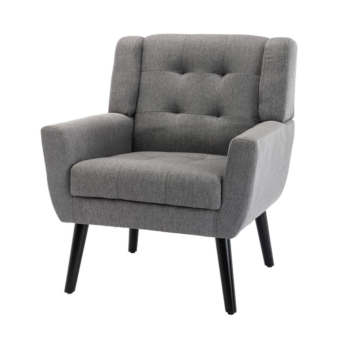 Modern Soft Linen Material Ergonomics Accent Chair Living Room Chair Bedroom Chair Home Chair With Black Legs For Indoor Home - DTYStore