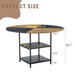 47.3-inch diameter modern splicing circular dining table - double-layer storage, wood and black fan-shaped diagonal color matching design, interpreting home aesthetics and practicality. - DTYStore
