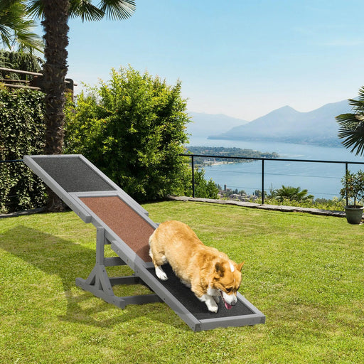 Wooden Dog Agility Seesaw for Training and Exercise, Platform Equipment Run Game Toy, Weather Resistant Pet Supplies, 71" L x 12" W x 12" H, Gray - DTYStore