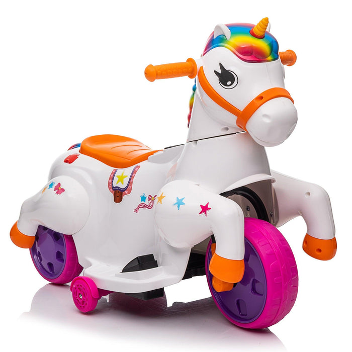 Unicorn Stroller and Electric Toy Bike with Training Wheels for Kids 3-6