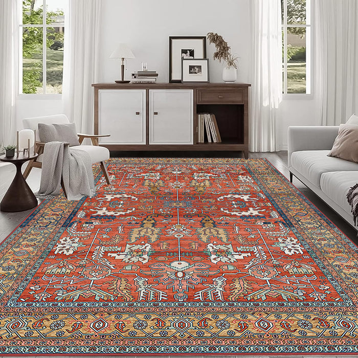 Area Rug 8x10 Vintage Bohemia Non-slip Washable Rug For Living Room Kitchen Bedroom Living Room Abstract Style Red - DTYStore