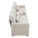 Modern Upholstered Sofa with Console, Cupholders, USB Ports, and 4 Pillows for Living Room - DTYStore