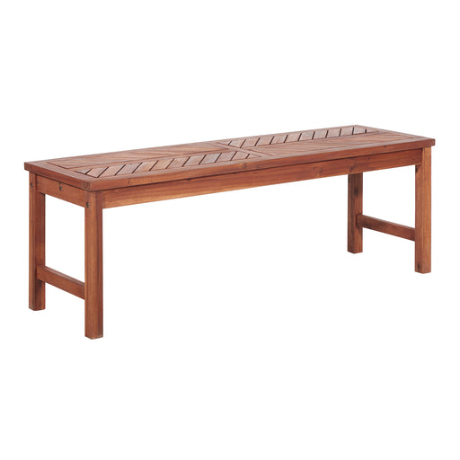 Modern Chevron-Top Solid Wood Patio Bench - Brown - DTYStore