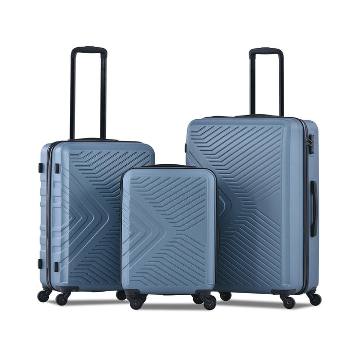 3 Piece Luggage Sets ABS Lightweight Suitcase with Two Hooks, Spinner Wheels, TSA Lock