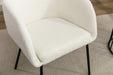 039-Set of 1 Boucle Fabric Dining Chair With Black Metal Legs,Ivory - DTYStore