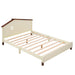 Full Size Wood Platform Bed with House-shaped Headboard (Cream+Walnut)