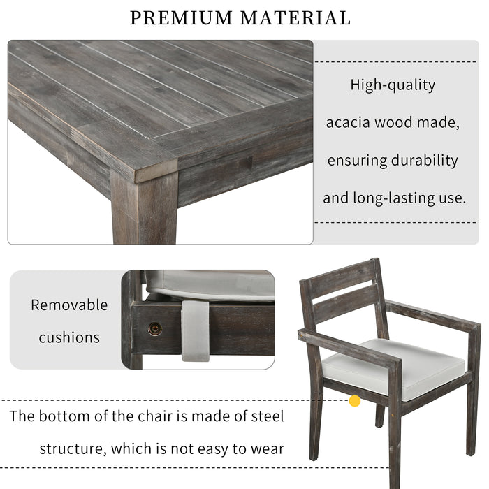U_Style Acacia Wood Outdoor Dining Table And Chairs Suitable For Patio, Balcony Or Backyard - DTYStore