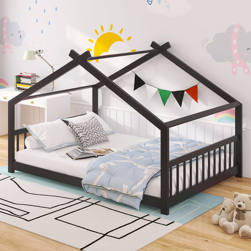 Full Size House Bed Wood Bed, Espresso(OLD SKU:WF282522AAP) - DTYStore