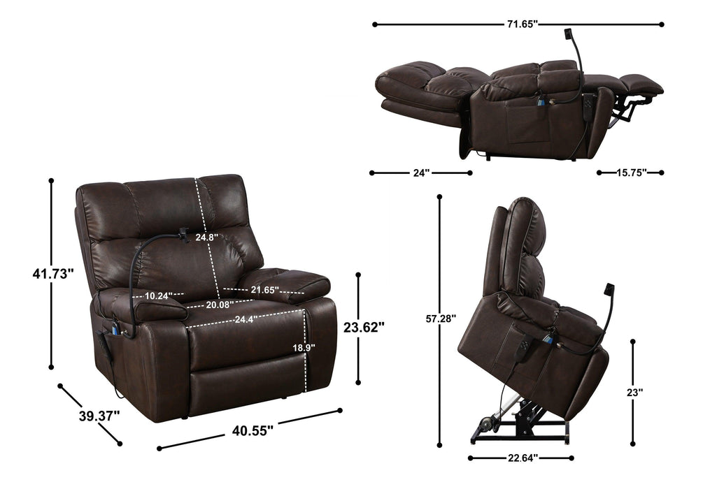 Recliner Chair with Phone Holder,Electric Power Lift Recliner Chair with 2 Motors Massage and Heat for Elderly, 3 Positions, 2 Side Pockets, Cup Holders