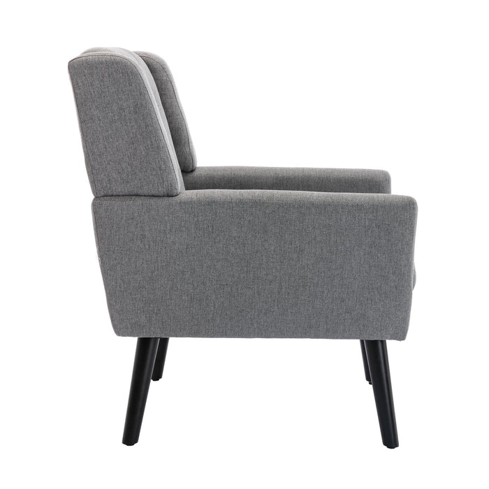 Modern Soft Linen Material Ergonomics Accent Chair Living Room Chair Bedroom Chair Home Chair With Black Legs For Indoor Home - DTYStore