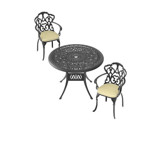 (Cushions In Random Colors)3-Piece Set Of Cast Aluminum Patio Furniture With Cushions - DTYStore
