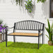 Outsunny 50' Garden Bench, Patio Loveseat with Antique Backrest, Wood Seat and Steel Frame for Backyard or Porch - DTYStore