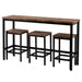 Counter Height Extra Long Dining Table Set with 3 Stools Pub Kitchen Set