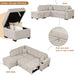 84.75" Sleeper Sofa Bed,2 in 1 Pull Out sofa bed L Shape Couch with Storage Ottoman for Living Room,Bedroom Couch and Small Apartment, Beige