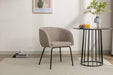 039-Set of 1 Boucle Fabric Dining Chair With Black Metal Legs,Light Coffee - DTYStore