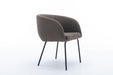 039-Set of 1 Boucle Fabric Dining Chair With Black Metal Legs,Dark Brown - DTYStore
