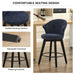 008-Wing Back Swivel Bar Stools Set of 2 - 25' Counter Height Adjustable Stools with Solid Wood Legs & Chenille Upholstery, Leveling Feet for Kitchen Island, Home Pub or Dining Room, Blue - DTYStore