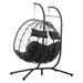 2 Persons Egg Chair with Stand Indoor Outdoor Swing Chair Patio Wicker Hanging Egg Chair Hanging Basket Chair with Stand for Bedroom Living Room Balcony - DTYStore