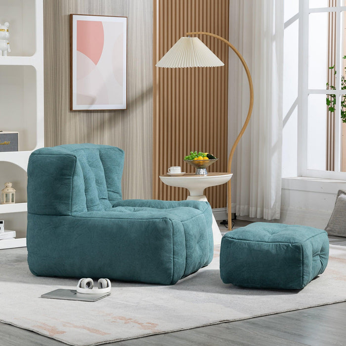 Fluffy bean bag chair, comfortable bean bag for adults and children, super soft lazy sofa chair with memory foam and ottoman, indoor modern focus bean bag chair for living room, bedroom, apartment - DTYStore