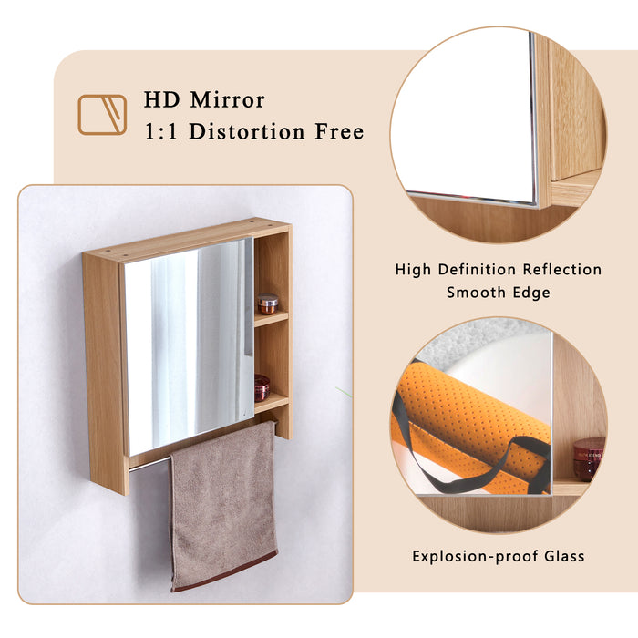 Bathroom Mirror Cabinet Wall Mounted,Medicine Cabinet,Over The Toilet Storage Cabinet with Shelves and Towel Rack - DTYStore
