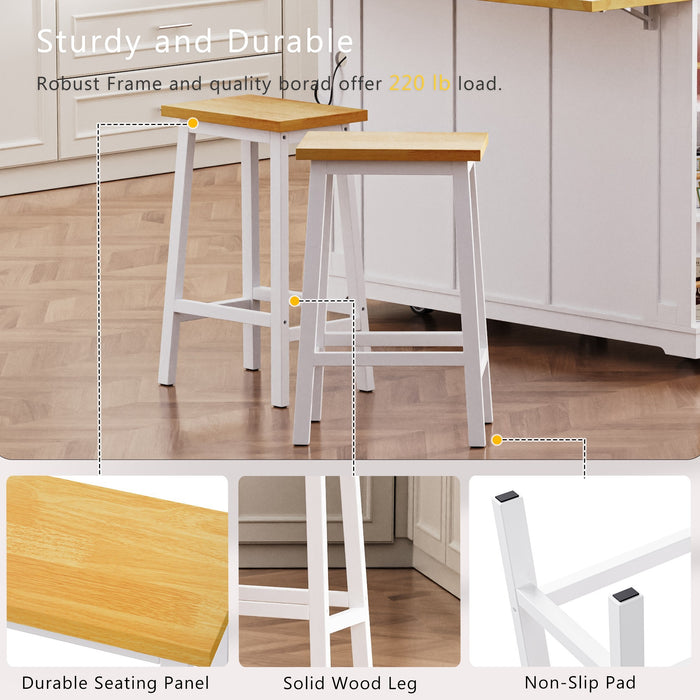 48inch Large Kitchen Island with 2 Bar Stools, Power Outlet, Door Internal Storage Rack, Kitchen Storage Cart on 5 Wheels with Drop Leaf, 5 Open Side Racks, 2 Drawers,for Kitchen,Dining Room,White - DTYStore