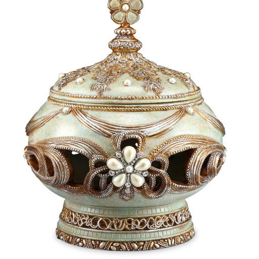 11.25" Tall Polyresin Decorative Jewelry Box, Vintage Rose Design - DTYStore