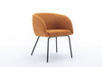 039-Set of 1 Boucle Fabric Dining Chair With Black Metal Legs,Ginger - DTYStore