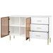 Modern Sideboard MDF Buffet Cabinet with Marble Sticker Tabletop and Glass Doors