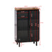 28.35"Glass Doors Modern Two-door Cabinet with Featuring Three-tier Storage,Unique Fir Cabinet Top,for Entryway,Living Room,Home Office,Dining Room