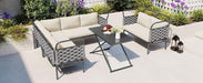 5-Piece Modern Patio Sectional Sofa Set Outdoor Woven Rope Furniture with Table and Cushions