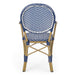 Outdoor PE Rattan and Aluminum 3 Piece French Bistro Set, Dark Teal & White, and Bamboo Finish - DTYStore