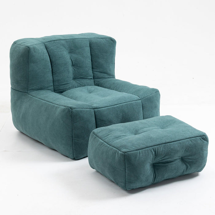 Fluffy bean bag chair, comfortable bean bag for adults and children, super soft lazy sofa chair with memory foam and ottoman, indoor modern focus bean bag chair for living room, bedroom, apartment - DTYStore