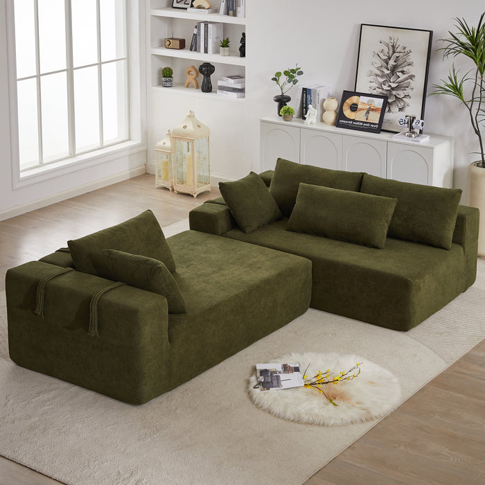Modern Chenille Upholstered Sectional Sofa Couch Set,Modular 108" L Shaped Sectional Living Room Sofa Set With 6 Pillows,Free Combination Sofa Couch for Living Room,Bedroom(Right Chaise) - DTYStore