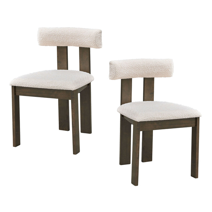 Wooden Dining Chairs Set of 2, Modern Boucle Upholstered Kitchen Side Chairs,Mid Century Modern Kitchen Chairs with Open Back Farmhouse Wooden Side Chairs for Dining Room,Living Room,Restaurant - DTYStore